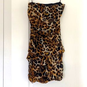 Express leopard strapless dress